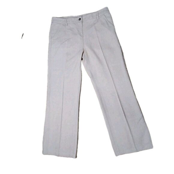 PER UNA Linen Lyocell Straight Leg Trousers Biege 32/28.5 Sz US 8 Clean Girl EUC - Picture 3 of 9